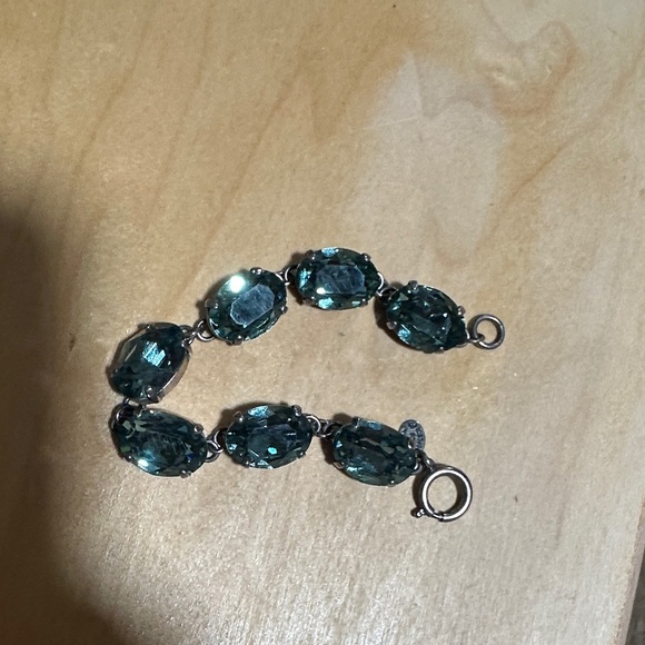 Catherine Popesco Silver Bracelet with Teal Crystals - Picture 1 of 3